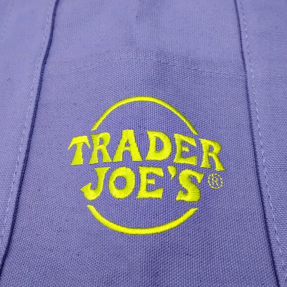 Trader Joe's New Halloween Canvas Tote Bag Purple Embroidered Logo - Picture 3 of 7